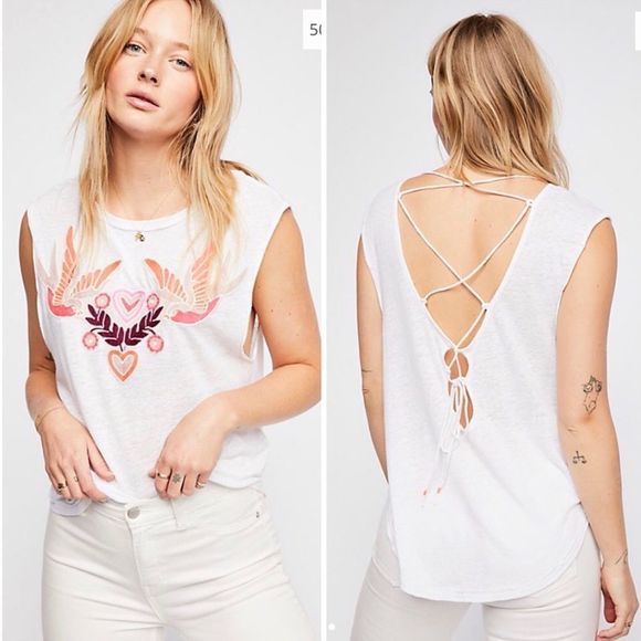 Free People Love Birds Tee NWOT - Picture 3 of 8